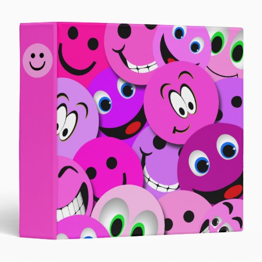 Purple And Pink Smiley Faces Collage Binder