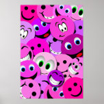 PURPLE AND PINK SMILEY FACES COLLAGE POSTER