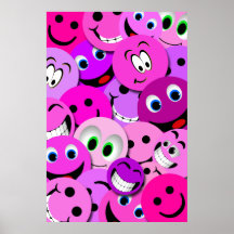 PURPLE AND PINK SMILEY FACES COLLAGE POSTER
