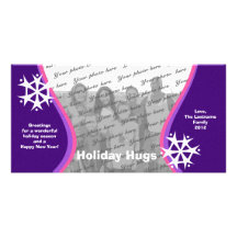Purple and Pink Snowflake Photo Greeting Custom Photo Card