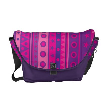 Purple and Pink Stripy Stars and Spots Pattern Commuter Bag