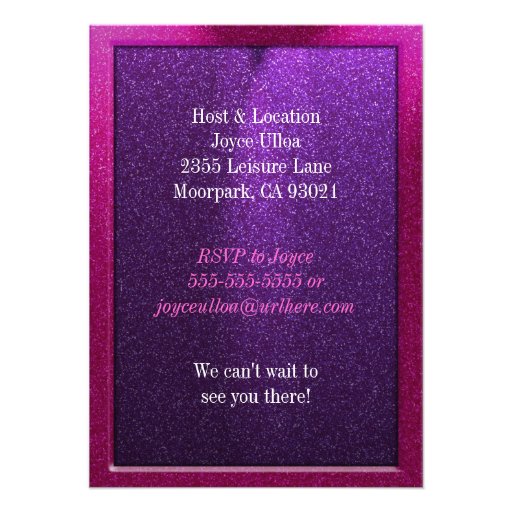 Purple and Pink Sweet Sixteen Birthday Invitations