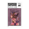 Purple and pink thank you postage stamp