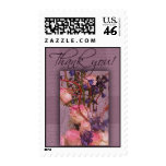 Purple and pink thank you postage