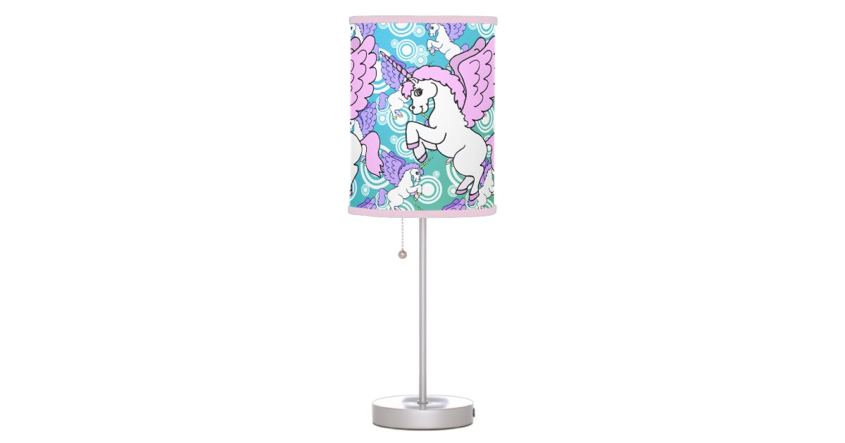 Purple and Pink Unicorn Pattern Desk Lamp | Zazzle