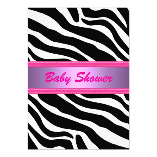 Purple and Pink, Zebra, Girl Baby Shower Custom Invitations