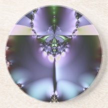 Purple and red fractal coasters