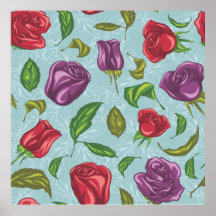 Purple and Red Roses Illustrations Posters