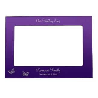 Purple and Silver Butterflies Magnetic Frame