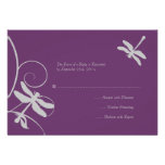 Purple and Silver Dragonfly Wedding RSVP Invitations