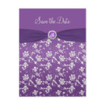 Purple and Silver Floral Save the Date Post card