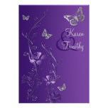 Purple and Silver Floral with Butterflies Invite