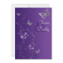 Purple and Silver Floral with Butterflies on Linen Personalized Invitation