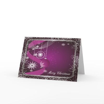 Purple and Silver framed ornament Greeting Card by CustomGreetingCardz