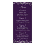 purple and silver gray wedding menu cards rack cards