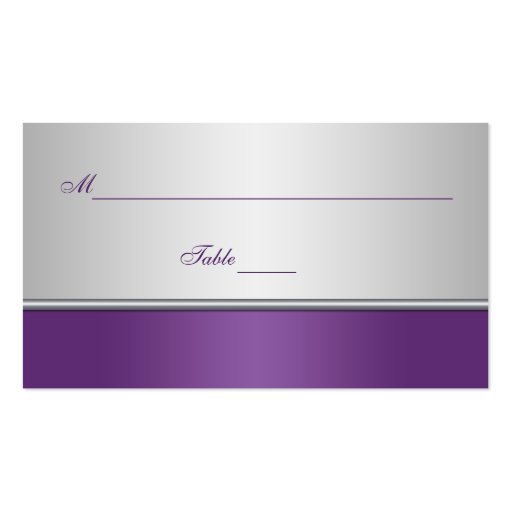 Purple and Silver Place Cards Business Cards (front side)