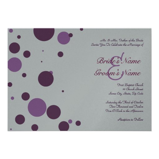 Purple and Silver Polka Dot Wedding Invitation