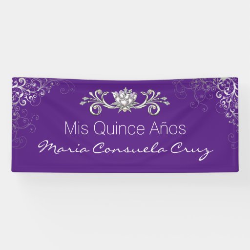 Purple and Silver Quinceanera Banner Zazzle