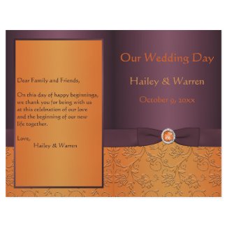 Purple and Tangerine Floral Wedding Program flyer