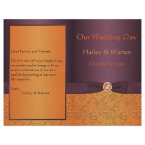Purple and Tangerine Floral Wedding Program Flyer