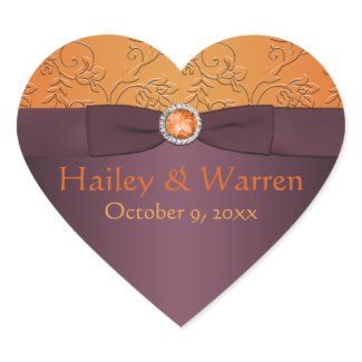 Purple and Tangerine Heart Shaped Sticker sticker