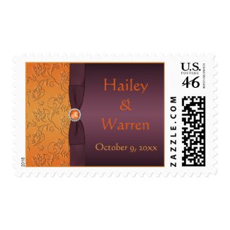 Purple and Tangerine Monogrammed Postage stamp