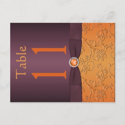 Purple and Tangerine Table Number Postcard by NiteOwlStudio