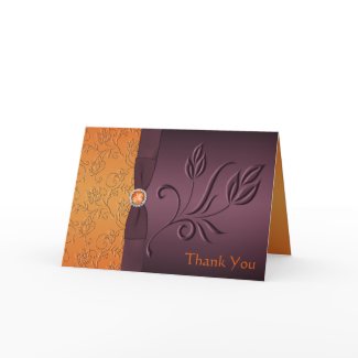 Purple and Tangerine Thank You Card card