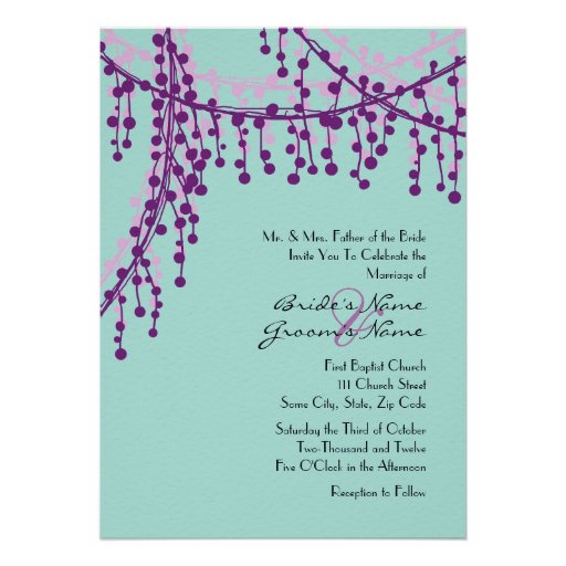 Purple and Teal Beaded Wedding Invitation