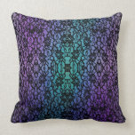 Purple and Teal Black Lace Gothic Pillow