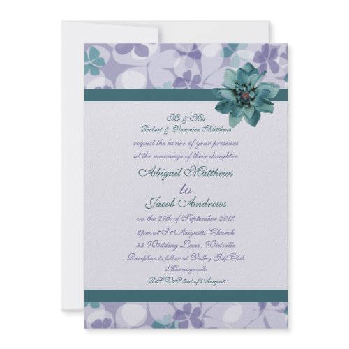 Purple And Teal Blue Flower - Wedding Invitation invitation