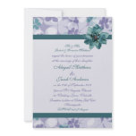 Purple And Teal Blue Flower - Wedding Invitation
