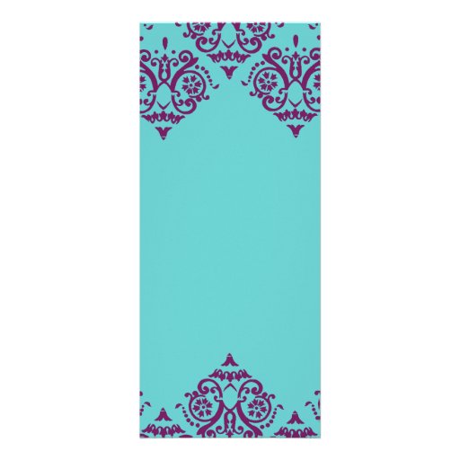 Purple and Teal Damask Wedding Invitation