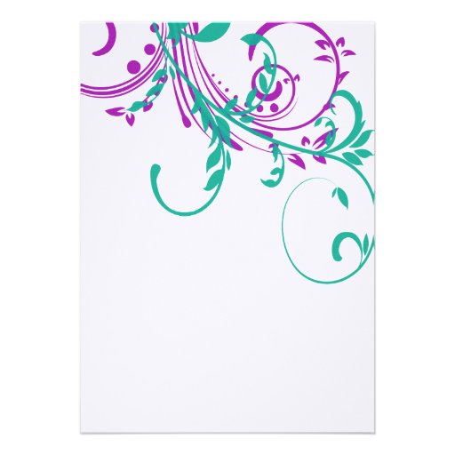 Purple and Teal Double Floral Wedding Invitation