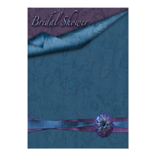 Purple And Teal Floral Bridal Shower Invitations