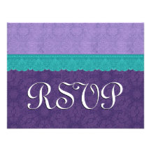 Purple and Teal Lace RSVP Wedding Response 3B Announcement
