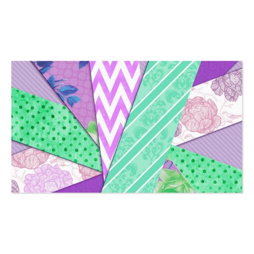 Purple and Teal Pattern Strips Business Card (back side)