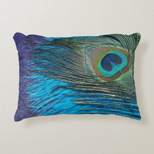 Purple and Teal Peacock Accent Pillow Zazzle