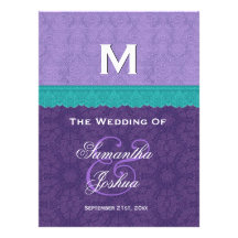 Purple and Teal Wedding Program V1C Personalized Invitation