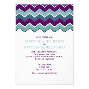 Purple and Teal Zig Zag Wedding Invitations