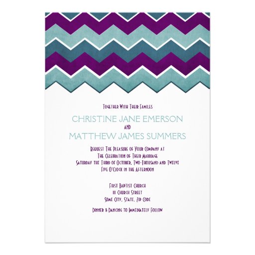 Purple and Teal Wedding Invitations