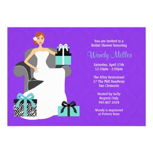 Purple and Turquoise Bridal Shower Invitation