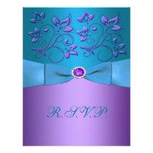 Purple and Turquoise Floral Reply Card Custom Invites