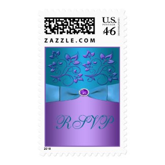 Purple and Turquoise Floral Wedding Postage stamp