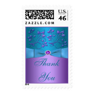 Purple and Turquoise Floral Wedding Postage stamp