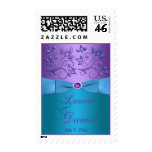 Purple and Turquoise Floral Wedding Postage