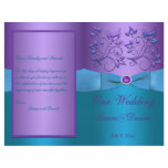 Purple and Turquoise Floral Wedding Program flyers