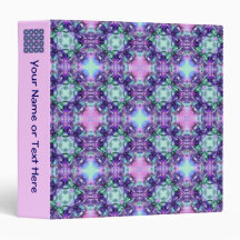 Purple and Turquoise Hippy Fractal Pattern Vinyl Binders