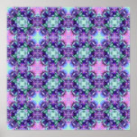 Purple and Turquoise Hippy Fractal Pattern Posters