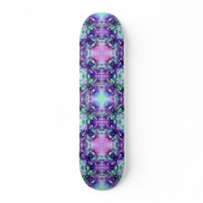 Purple and Turquoise Hippy Fractal Pattern skateboard
